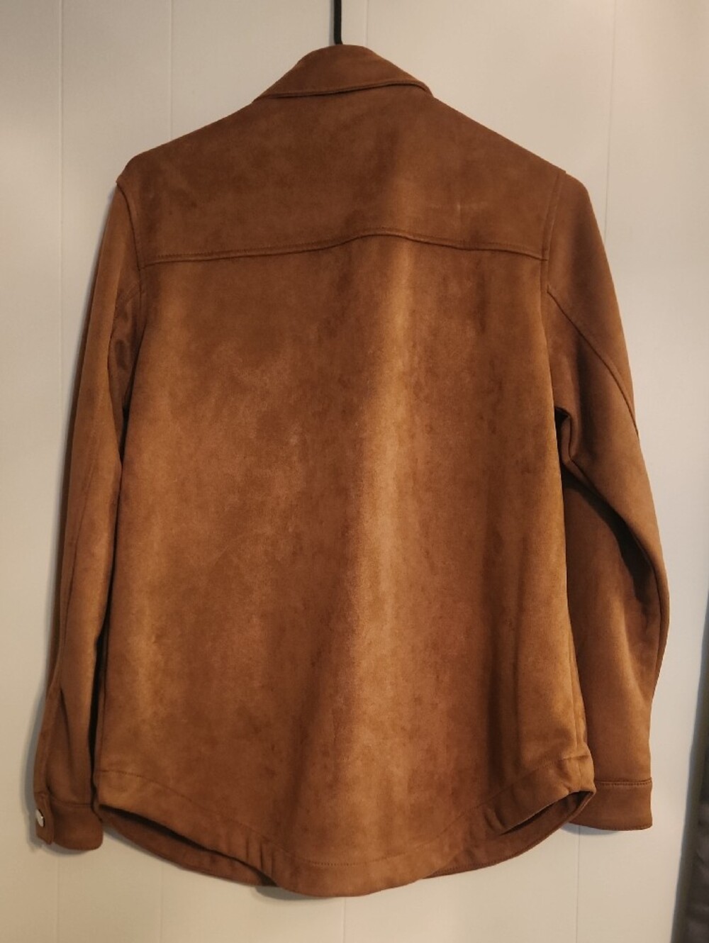 Women's Tan Suede Snap Up Jacket - Picture 3 of 3